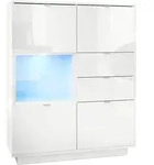 Vladon Highboard, Wei&szlig; Hochglanz, Holzwerkstoff, 103x123x37.5 cm, Wohnzimmer,