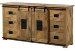 Massivmoebel24 Sideboard, Natur, Holz, Echtholz,Mangoholz, 1 F&auml;cher, 8 Schubladen,