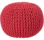 Homescapes Strick-Pouf, Rot, Textil, Uni, Rund, 40x35x40 cm, Wohnzimmer, Hocker,