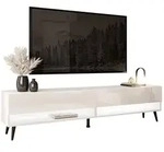 Lookway Lowboard, Wei&szlig; Hochglanz, Metall, 2 F&auml;cher, 180x43x35 cm, Wohnzimmer,