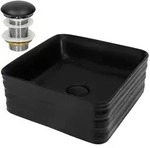 Ml-Design Waschbecken, Schwarz, Keramik, 39x15x39 cm, Badezimmer, Waschbecken &
