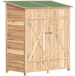 Outsunny Gartenschrank, Natur, Holz, 75x157x140 cm, Aufbewahrung & Schutzh&uuml;llen,