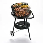 Relaxdays Holzkohlegrill, Schwarz, Metall, Kunststoff, 47x77x59 cm, Grills &