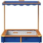 Teamson Kids Sandkasten, Blau, Holz, Freiform, 117x120x117 cm, Outdoor Spielzeug,