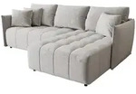 Fun M&ouml;bel Ecksofa, Hellgrau, Textil, Ottomane rechts, 245x185 cm, Wohnzimmer,...