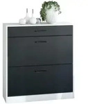 Vladon Schuhschrank, Schwarz, Holzwerkstoff, 89x95.5x27 cm, Garderobe,