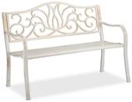 Relaxdays Gartenbank, Wei&szlig;, Metall, 127.5x90x63 cm, Gartenm&ouml;bel, Gartenb&auml;nke