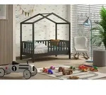 Vipack Hausbett, Anthrazit, Holz, Kiefer, massiv, 70x140 cm, nicht verstellbar,
