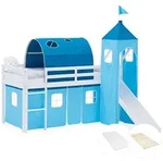 Homestyle4u Hochbett, Blau, Wei&szlig;, Textil, Kiefer, 90x200 cm, Kinder- &...