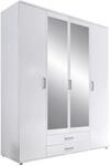 P & B Dreht&uuml;renschrank, Wei&szlig;, Glas, Holzwerkstoff, 7 F&auml;cher, 2 Schublade(n)