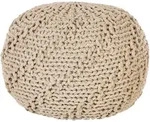 Beliani Pouf, Beige, Textil, 1-Sitzer, Rund, 50x35x50 cm, Wohnzimmer, Hocker,...