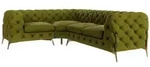 S-Style Ecksofa, Olivgr&uuml;n, Textil, Echtholz,Buche, Birke, 5-Sitzer, F&uuml;llung:
