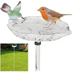 Relaxdays Vogeltr&auml;nke, Wei&szlig;, Metall, Kunststoff, 18.5x100x13 cm, Gartenzubeh&ouml;r,