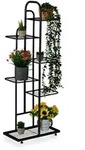 Relaxdays Blumenregal, Schwarz, Metall, 44x109.5x22 cm, Wohnzimmer,...