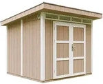 Timbela Holz-Gartenhaus, Hellbraun, Holz, 294x237x279 cm, Aufbewahrung &