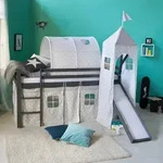 Homestyle4u Hochbett, Grau, Holz, Kinder- & Jugendzimmer, Kinderm&ouml;bel,...