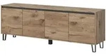 Inn.Furn Tv-Lowboard, Eiche, Metall, Nachbildung, Uni, Holz Optik, 2 F&auml;cher,