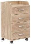 Mid.you Rollcontainer, Eiche, Holzwerkstoff, 4 Schublade(n) Schubladen,...
