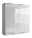 Lookway Kleiderschrank, Wei&szlig; Hochglanz, Wei&szlig;, Holzwerkstoff, Uni, 2...