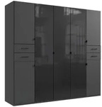 Boxxx Kleiderschrank, Graphit, Schwarz, Glas, Holzwerkstoff, 6 F&auml;cher, 4