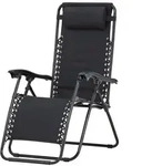 Gardenson Sonnenliege, Schwarz, Metall, Textil, 80x112x65 cm, R&uuml;ckenlehne