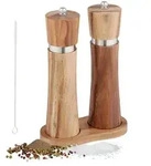 Relaxdays 4-Tlg.gew&uuml;rzm&uuml;hlen-Set, Braun, Holz, Metall, Keramik, 15x22x7 cm,