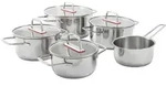 Kopf Topfset, Silber, Metall, Rund, breiter Sch&uuml;ttrand, Kochen, T&ouml;pfe, Topfsets