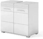 Inn.Furn Waschbeckenunterschrank,, Wei&szlig; Hochglanz, Kunststoff, Nachbildung,...