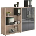 Mid.you Aktenschrank Office Edition - SW Set 1 niedrig, Sonoma Eiche, Anthrazit