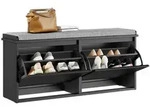 SoBuy Schuhbank, Schwarz, Holzwerkstoff, 100x46x26 cm, Garderobe,...