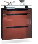 Vladon Schuhschrank, Bordeaux, Schwarz Hochglanz, Holzwerkstoff, 89x96x23 cm,