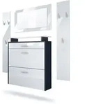 Vladon Garderobe, Wei&szlig; Hochglanz, Holzwerkstoff, 180x180x23 cm, Garderobe,