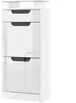 Vladon Schuhschrank, Wei&szlig; Hochglanz, Holzwerkstoff, 46x104x23 cm, Garderobe,
