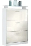 Vladon Schuhschrank, Creme, Holzwerkstoff, 89x128x23 cm, Garderobe,