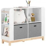 SoBuy Kinderregal, Wei&szlig;, Natur, Holzwerkstoff, Holz, 100x80x35 cm, Kinder- &