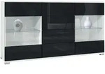 Vladon Sideboard, Schwarz Hochglanz, Holzwerkstoff, 138.5x75.5x35 cm,...