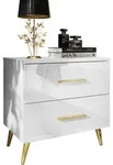 Lookway Nachttisch, Wei&szlig;, Gold, Holzwerkstoff, 55x55x37 cm, Schlafzimmer,