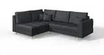 S-Style M&ouml;bel Ecksofa, Anthrazit, Textil, Echtholz,Buche, 4-Sitzer, F&uuml;llung:
