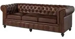 Massivmoebel24 Sofa, Braun, Leder, Echtholz, Rechteckig, 216x75x82 cm, Wohnzimmer,