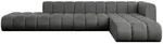 Altdecor Ecksofa, Dunkelgrau, Textil, 6-Sitzer, L-Form, 387x177 cm, Wohnzimmer,...