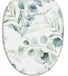 Sanilo Wc-Sitz, Wei&szlig;, Holzwerkstoff, Grafikmuster, Oval, 37.7x5.5x48 cm, Badezimmer,