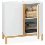 Relaxdays Waschbeckenunterschrank, Wei&szlig;, Holzwerkstoff, Holz, 60x60.5x30.5 cm,
