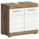 Mid.you Waschbeckenunterschrank, Eiche, Wei&szlig; Hochglanz, Kunststoff, 1 F&auml;cher,