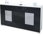 Vladon Sideboard, Schwarz Hochglanz, Holzwerkstoff, 138.5x75.5x35 cm,...