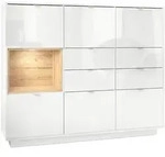 Vladon Highboard, Eiche, Holzwerkstoff, 153x123x37 cm, Wohnzimmer, Kommoden &
