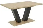 P & B Esstisch, Schwarz, Eiche Artisan, Holzwerkstoff, Holzoptik, rechteckig, S&auml;ule,