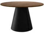 Mirjan24 Esstisch, Schwarz, Nussbaum, Metall, Rund,Rund, 100x76x100 cm, Esszimmer,