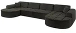 Altdecor Wohnlandschaft, Schwarz, Textil, 3-Sitzer, U-Form, 388x79.5x171 cm,