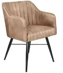 Massivmoebel24 Stuhl, Beige, Leder, Echtholz, 1-Sitzer, Quadratisch, 54x76x61 cm,
