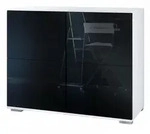 Vladon Kommode, Schwarz Hochglanz, Holzwerkstoff, 92.5x75.5x35 cm, Wohnzimmer,